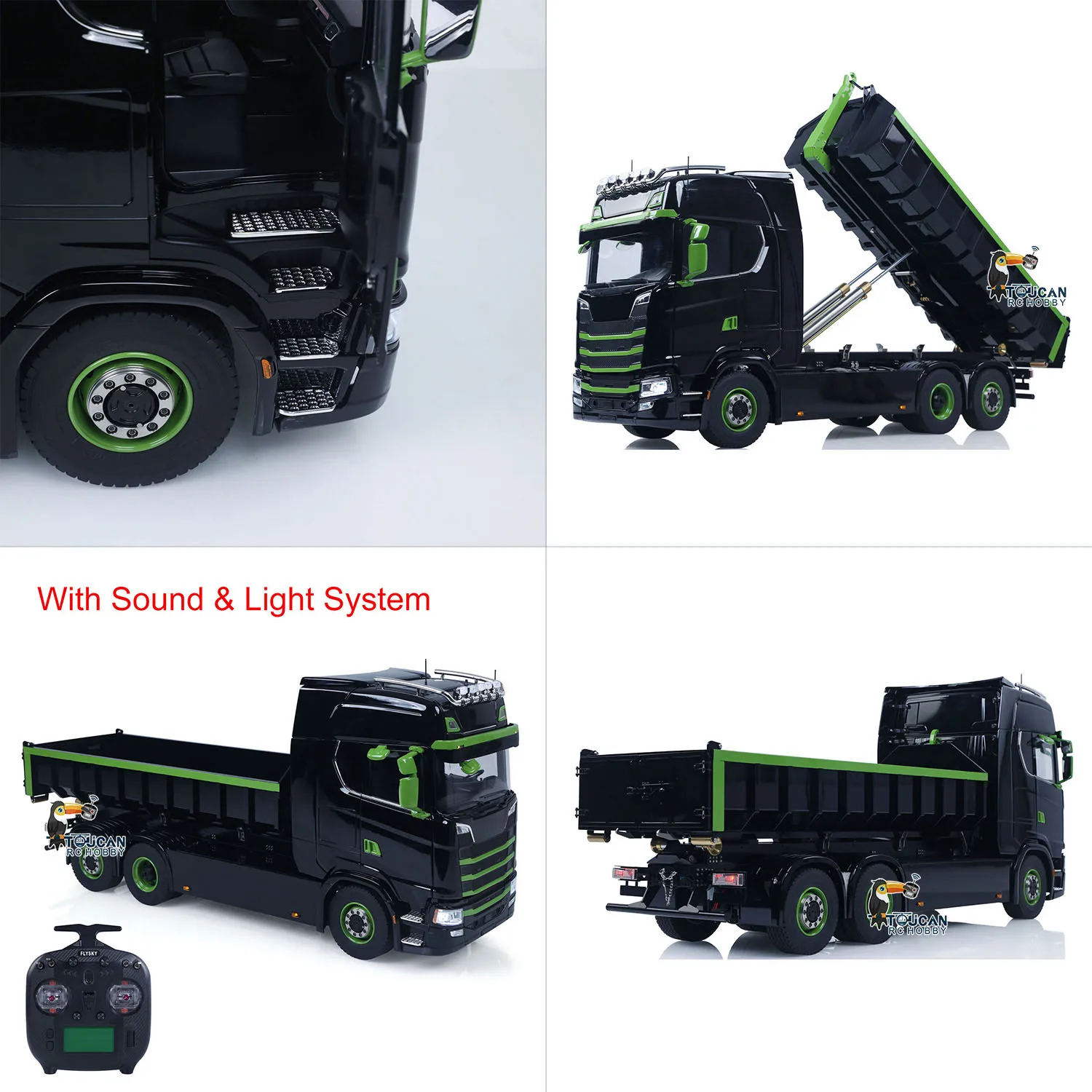 

1/14 Hydraulic RC Dumper 6x6 Roll Off Full Tipper Truck Car Assembled Painted 3 Speed Light Sound Rear Axle Lifting Motor RC Toy