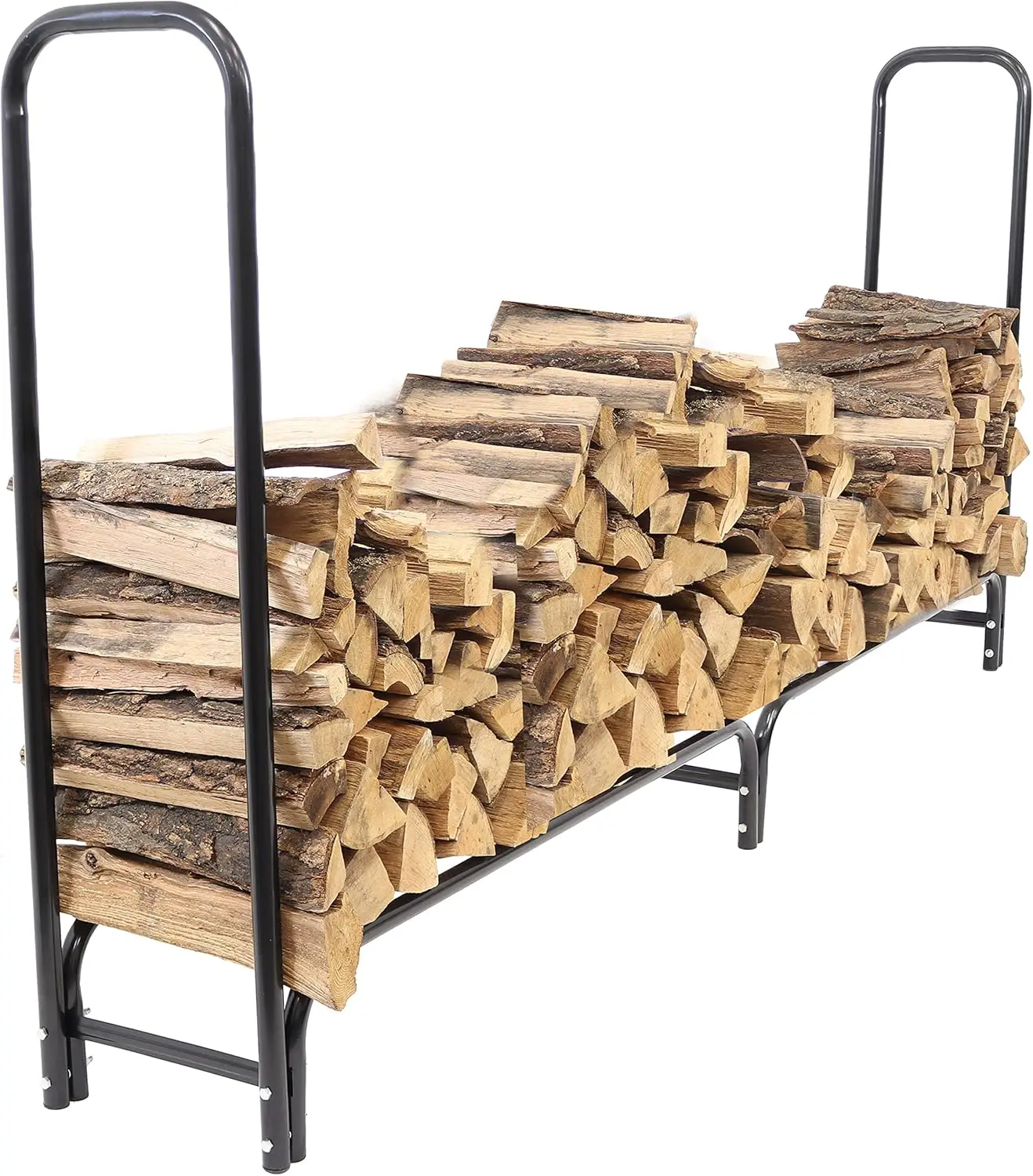 Heavy-Duty Firewood Rack 8-Foot Log Holder for Outdoor Storage, 1500-lb Capacity with Sturdy Steel Frame