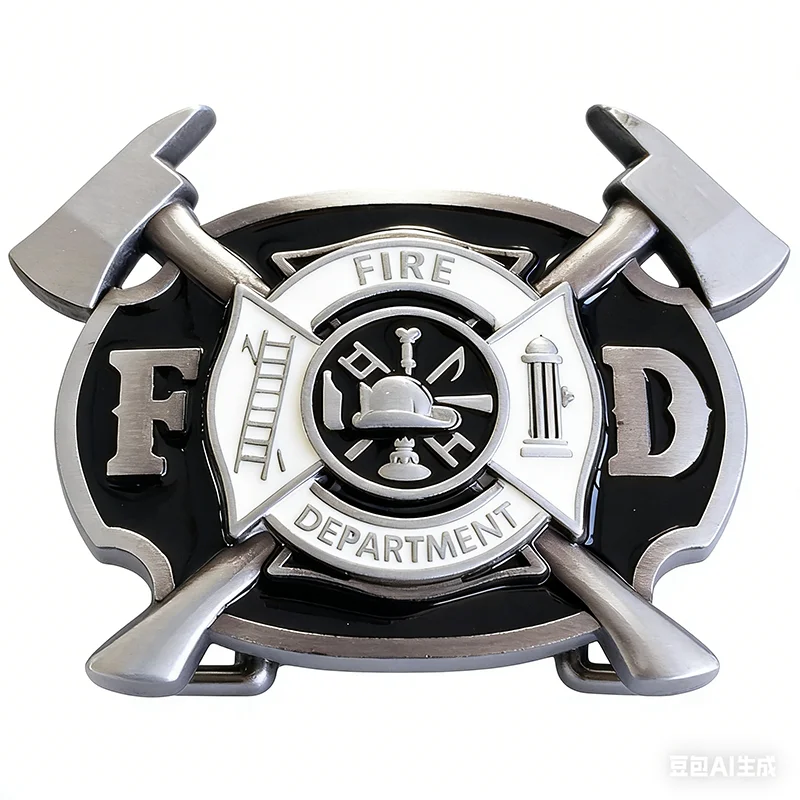Vintage Men's Belt Buckle Enamel Firefighter FD Cross Design Fashion Accessory Available in US BK-OC011 with Free Shipping