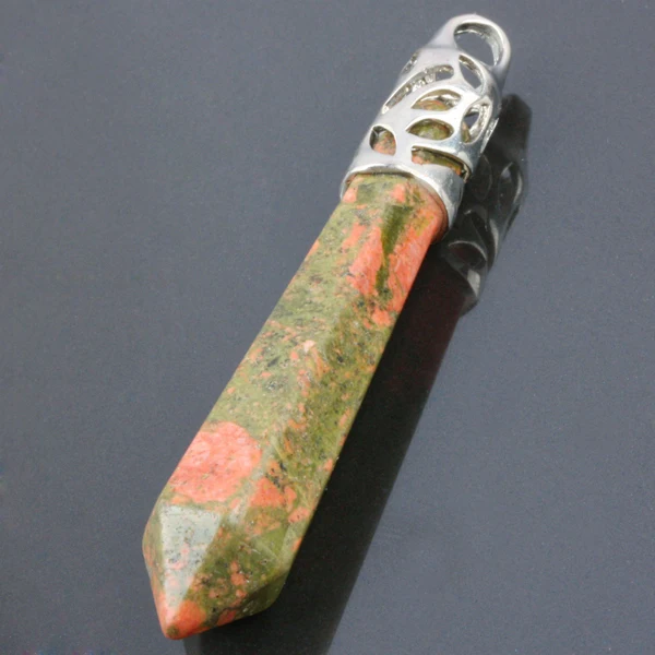 

Low Price Unakite Hexagonal Column Pendant Healing Reiki Charms For Jewelry Making DIY Accessories