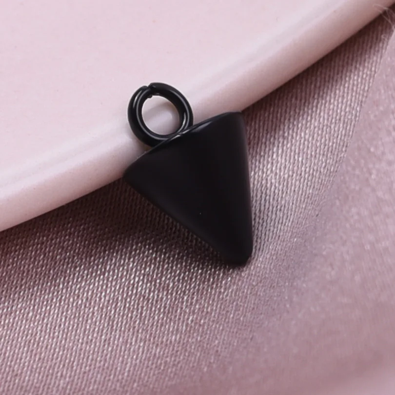 Black Y2k Punk Stainless Steel Pointed Cone Pendant Charm For Jewelry Making Supplies DIY Charms Acier Inoxydable Handmade Bulk