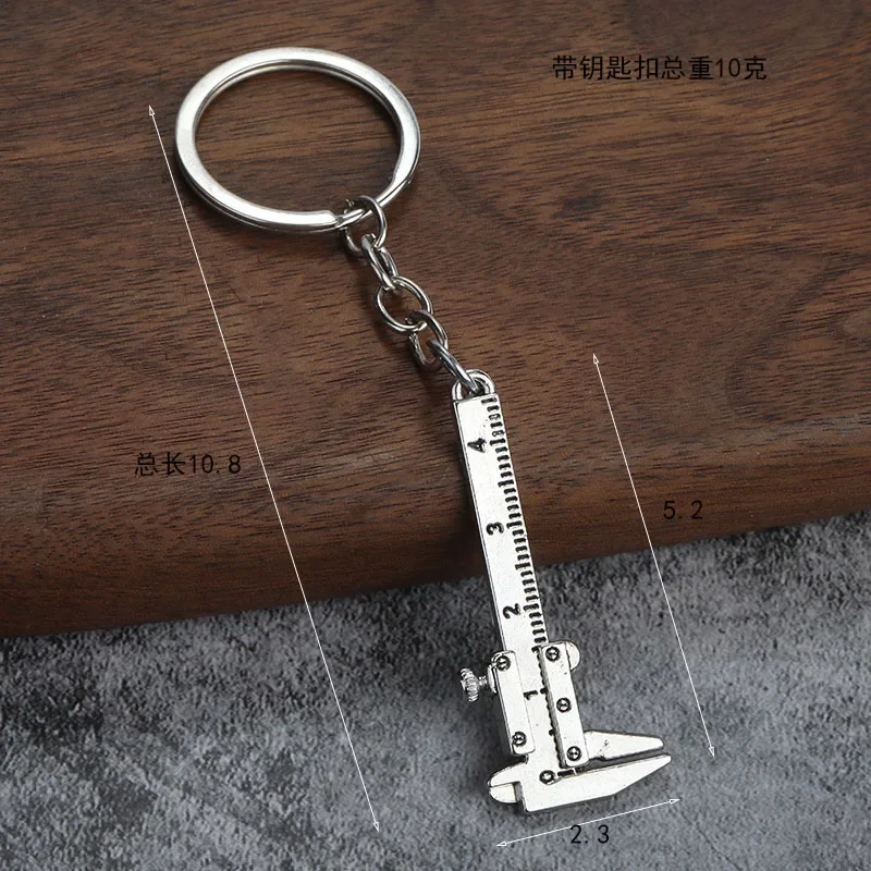 Vernier Calipers keychain Portable Measuring Instrument key chains mini school caliper measure Tools keyring vintage jewelry