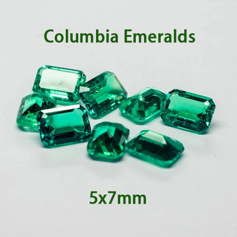 

Lab Grown Emerald Cut Columbia Emeralds Hydrothermal Hand Cutting Advanced Jewelry Making Materials 0.73-1.0ct AGL Certificate