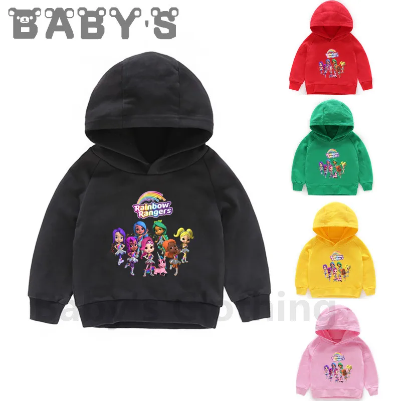 Rainbow Rangers Cartoon Kawaii Kids Hooded Hoodies Baby Boys Girls Cotton Sweatshirts Spring Children Pullover Clothes,KMT5472