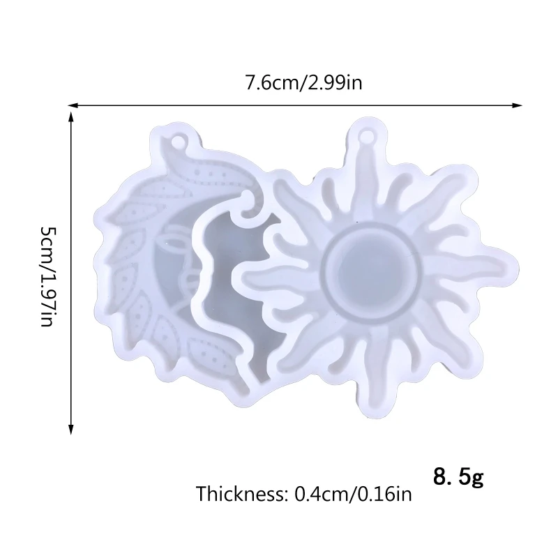 Colgante con forma de luna y sol, molde de resina epoxi de cristal para pendientes, llavero, molde de silicona, suministros para fabricación de