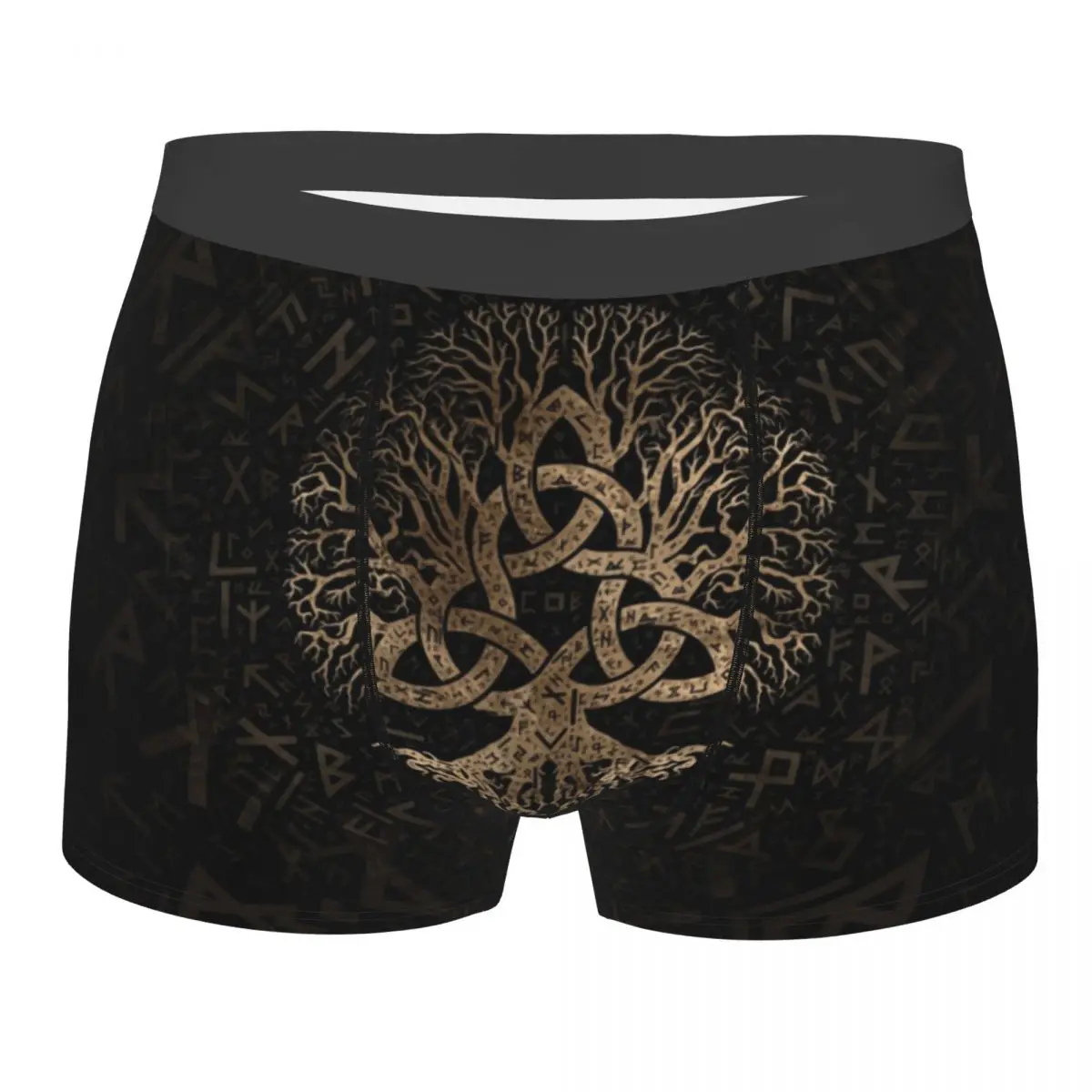 Custom Cool Tree Of Life With Triquetra On Futhark Boxers Shorts Panties Male Underpants Comfortable Vikings Briefs Underwear