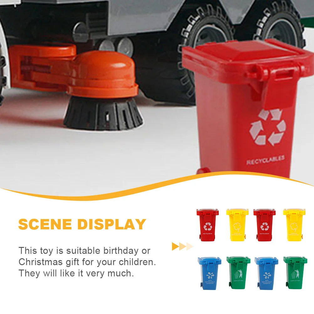 8Pcs Kid Push Plastic Garbage Can Small Garbage Containers for Kids Play Enhance Visual and Cognitive Learning