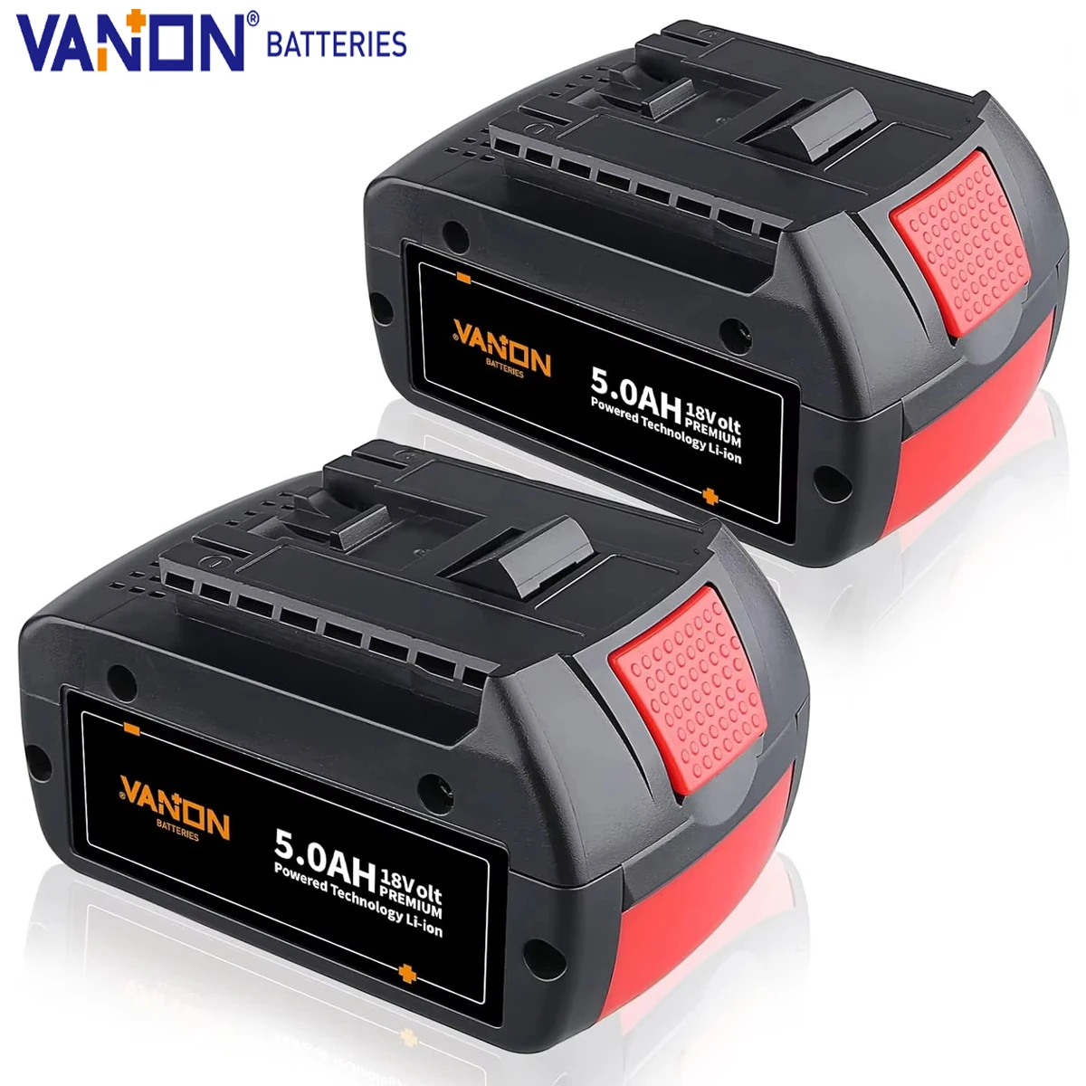 

VANON 2Pack BAT609 5.0Ah Lithium-ion Battery Replacement for Bosch 18V Battery BAT610G BAT618 BAT618G BAT619 BAT619G BAT622 BAT6