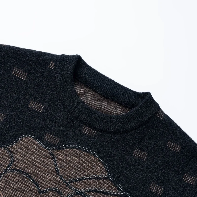 Men's Designer Jacquard Knit Sweater Crew Neck Long Sleeve Vintage Ethnic Pattern Warm Autumn Winter Casual Pullover Men's Wear