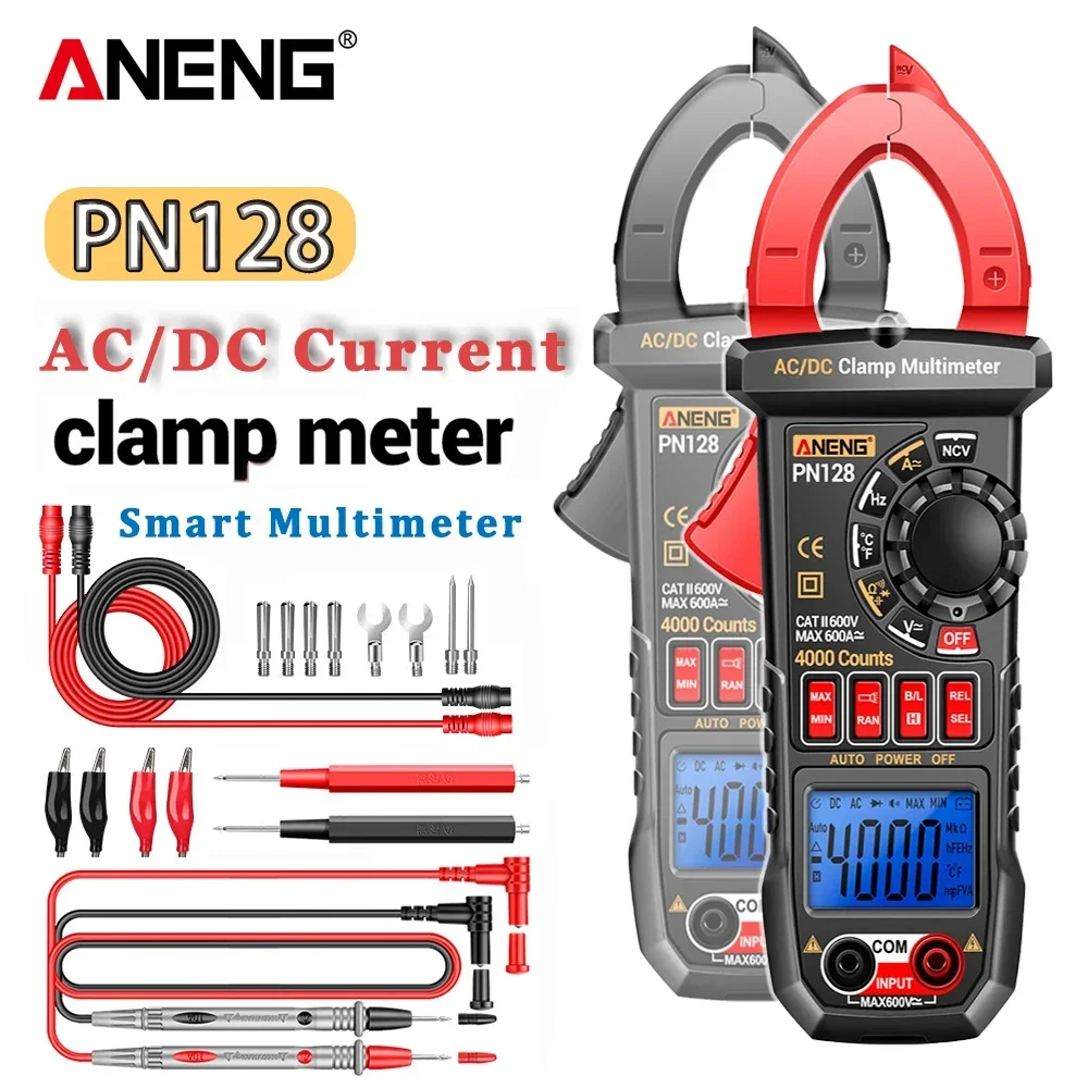 ANENG PN128 Clamp Meter 4000 Counts True RMS 600A AC/DC Current Voltage NCV Digital Multimeter Measure Tool