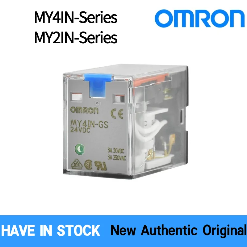 OMRON  MY2IN MY4IN-GS-R General Purpose Relay 4PDT 6A 24VDC/220-240VAC Lockable Test Button Mechanical Indicator LED Socketable
