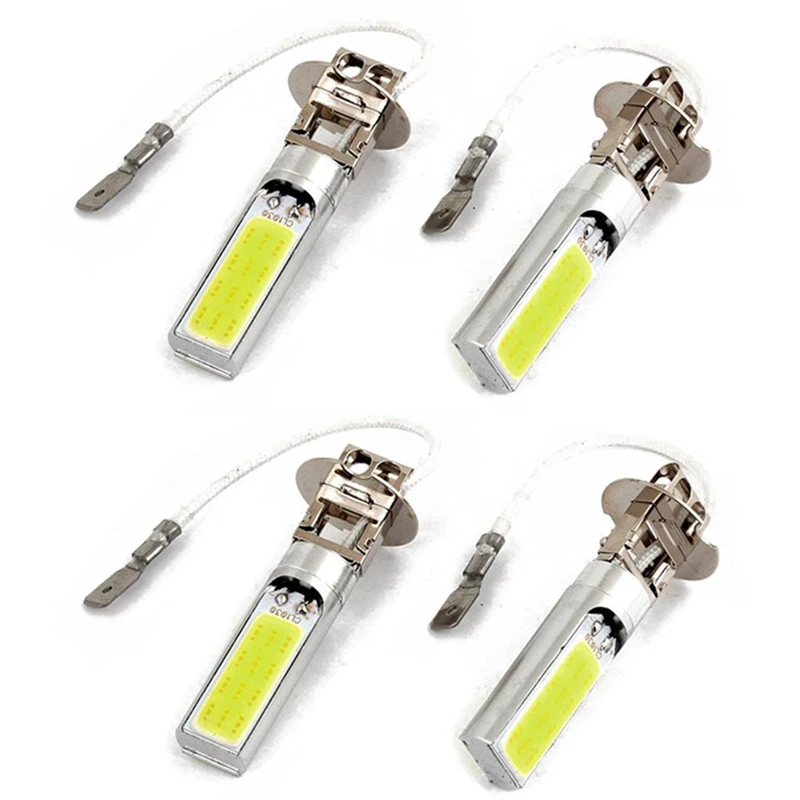 4 szt. H3 15W LED COB DRL Lampa Białe ksenonowe żarówki do głowicy jazdy