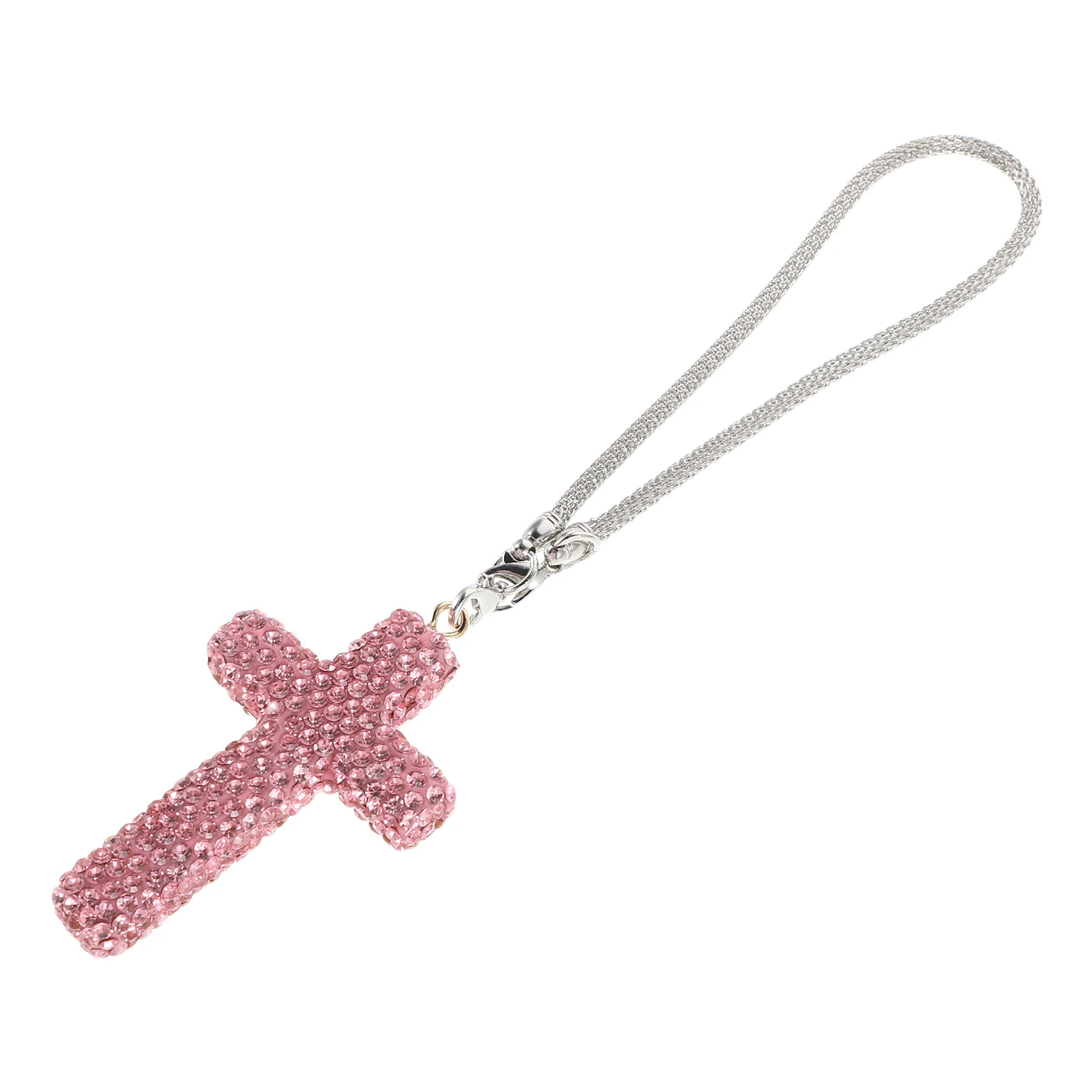 

Cross Pendant Rhinestone Necklace Pendant Decor Durable Car Charm Religious Ornament Auto Necklace Interior Hanging