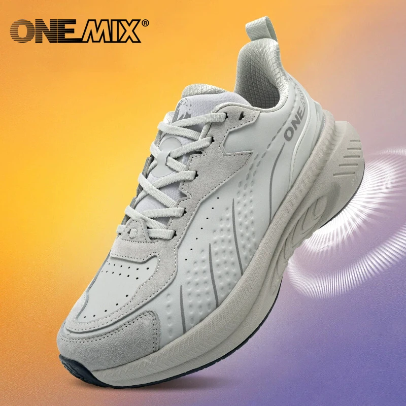 ONEMIX Leather Cold Water-Repellent Upper Men Running Shoes Autumn and Winter Lightweight Comfortable Shock-absorbing Sneakers