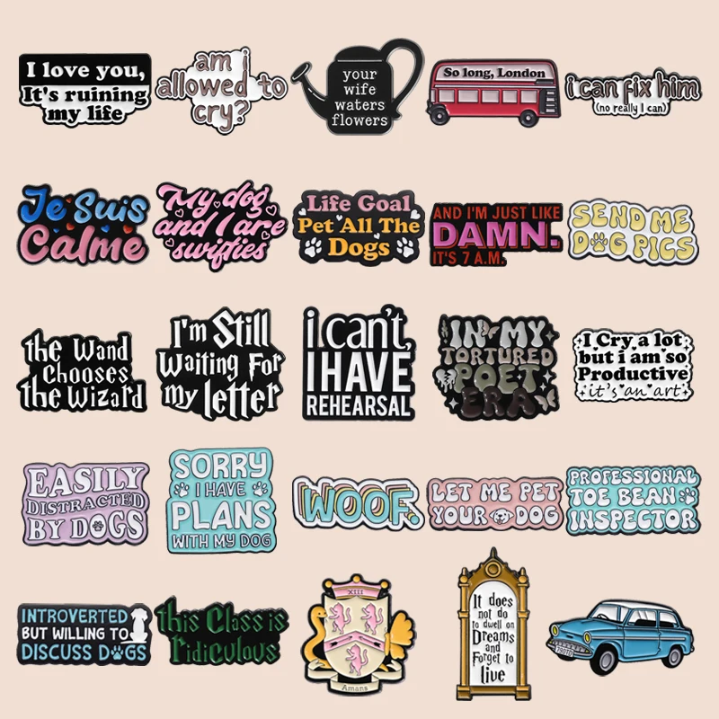Funny Quotes Cartoon Life Motto Lapel Pins For Backpacks Badges Brooch Cool Men Women Enamel Pin Fashion Accessories Gifts