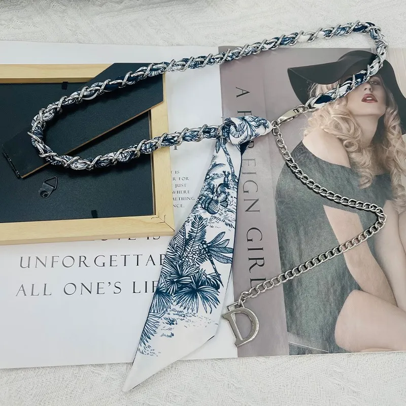 

Xiaoxiangfeng Metal Waist Chain Accessories Women's Silk Scarf Chain Belt Decoration Skirt Jeans Chain 2025 New Ceintures
