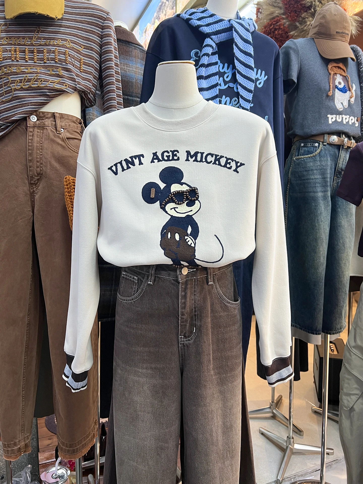 European Heavy Embroidery Crew Neck Sweatshirt for Women 2025 Autumn Winter High-end Cartoon Jacket Streetwear Women