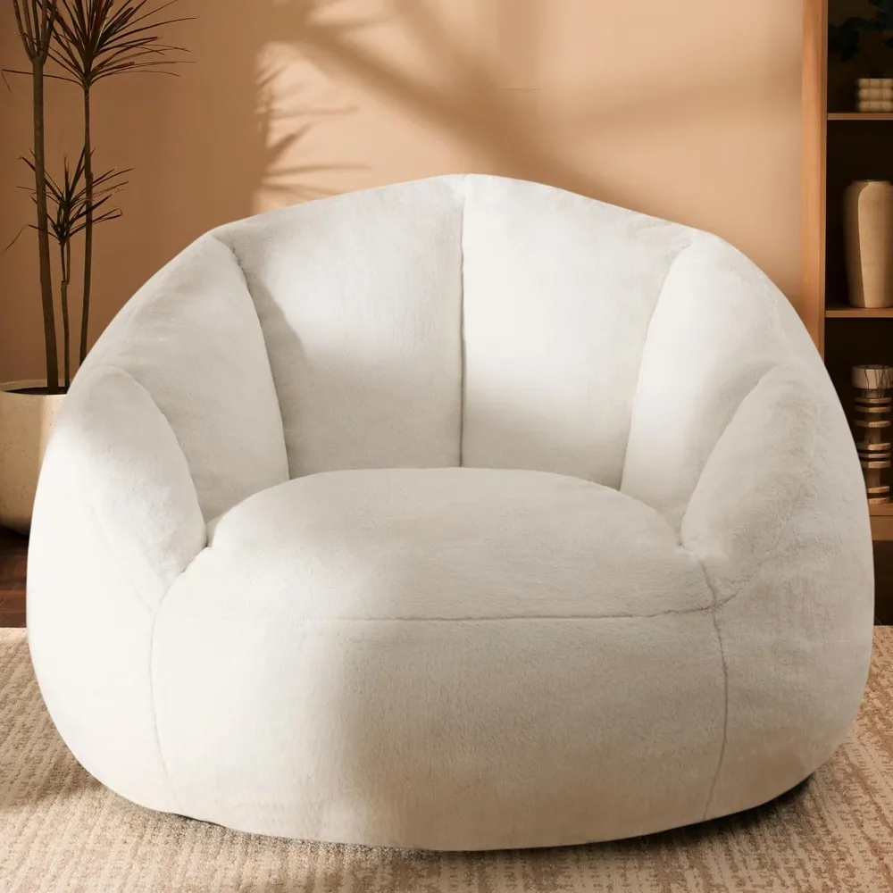 

Adult-Sized Plush Bean Bag Chair - Soft, Round Shell Accent Furniture for Comfortable Lounge and Reading