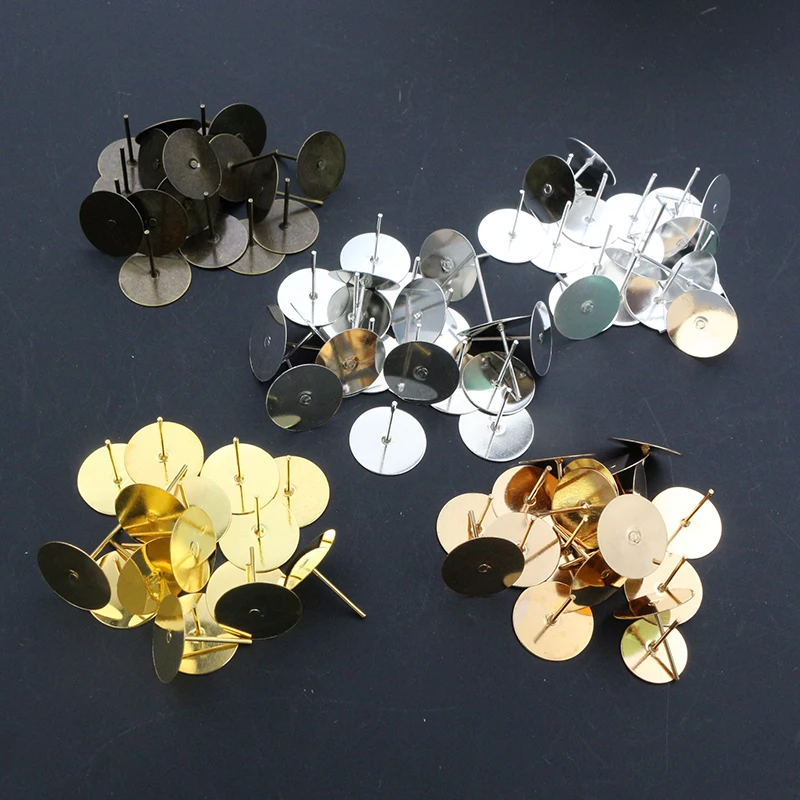 4 مللي متر 6 مللي متر 8 مللي متر 10 مللي متر 12 مللي متر 100 قطعة/الوحدة موضة 5 ألوان الفولاذ المقاوم للصدأ القرط ترصيع قاعدة فارغة آخر (مع سدادة) #1