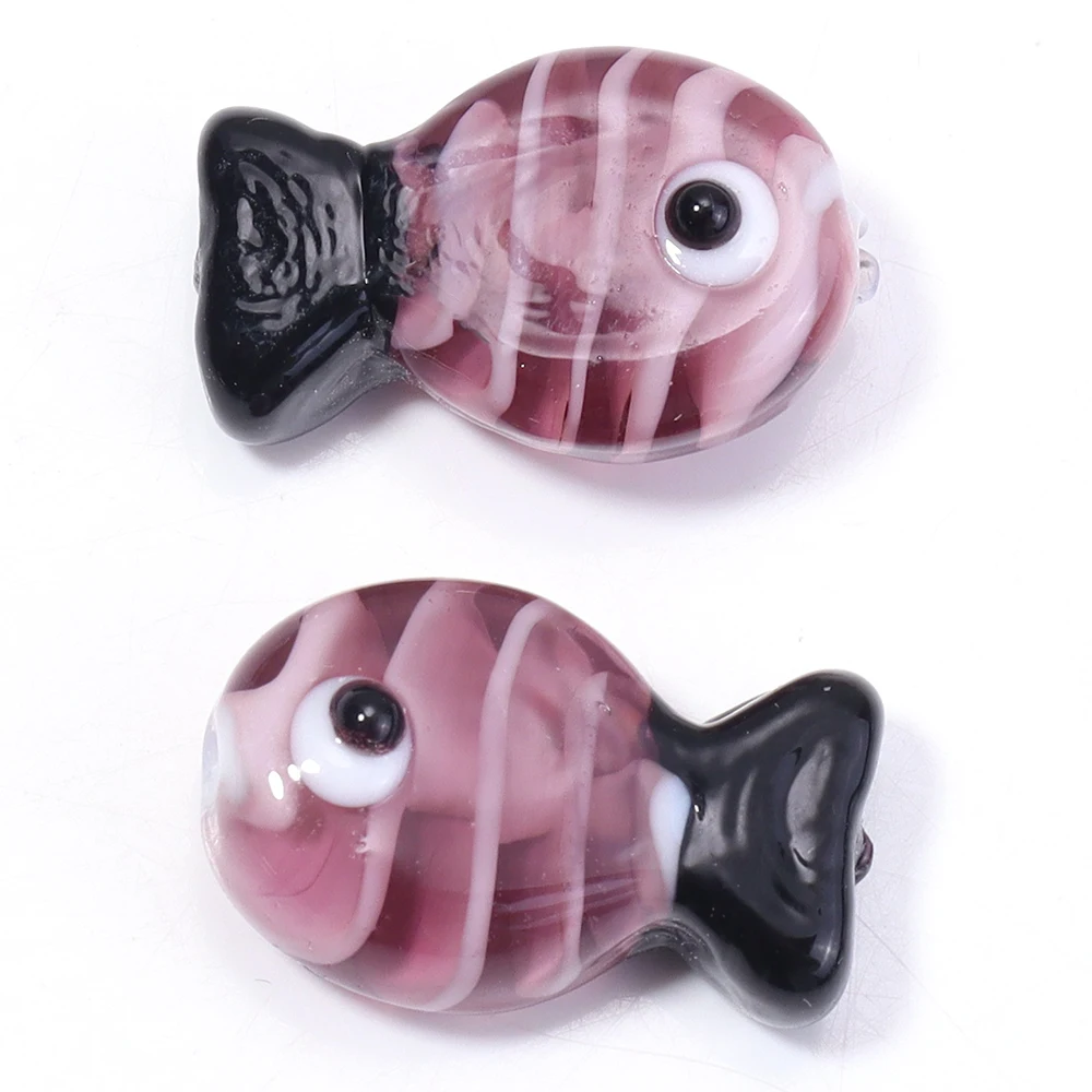 2pcs Cute Colorful Stripe Lampwork Glass Beads