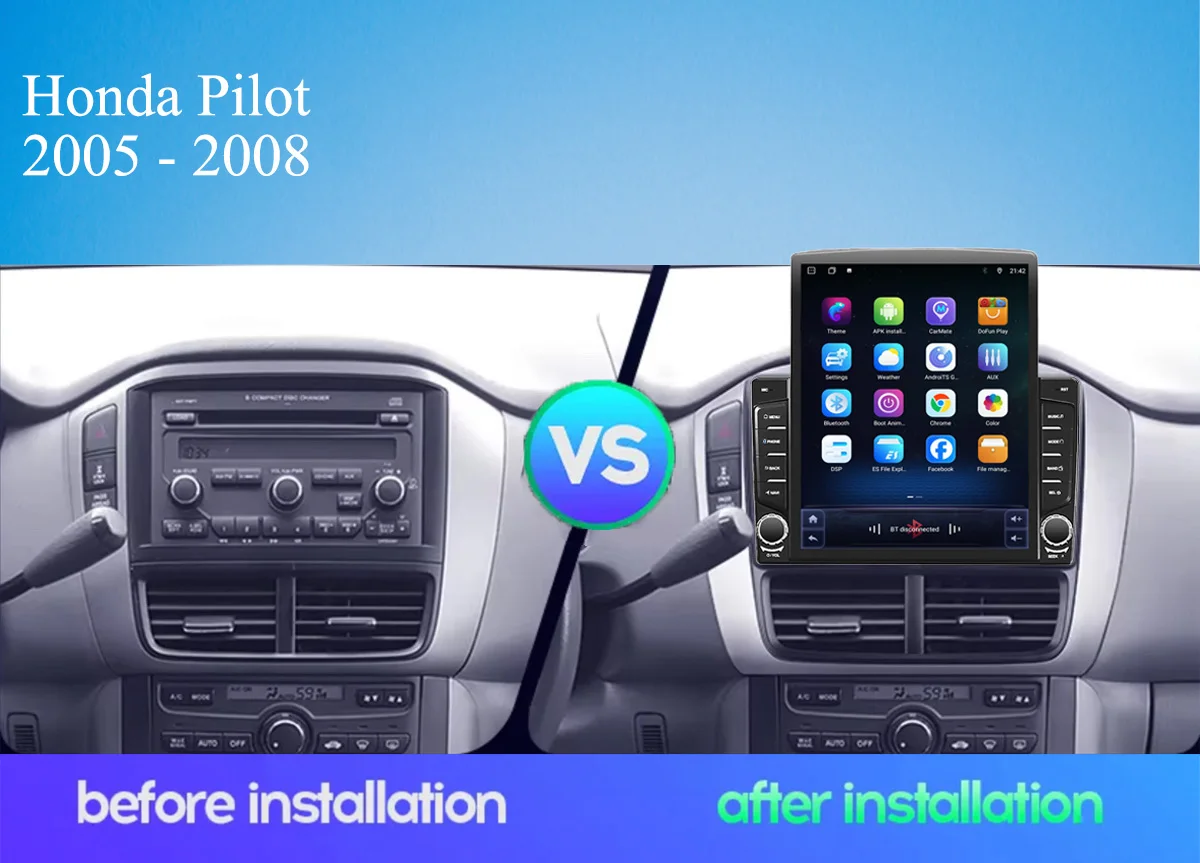8Core 8G+128G Carplay Auto Car Radio Audio Stereo Tape Recorder HU Head Unit For Honda Pilot 2005 - 2008 GPS DVD Cassette