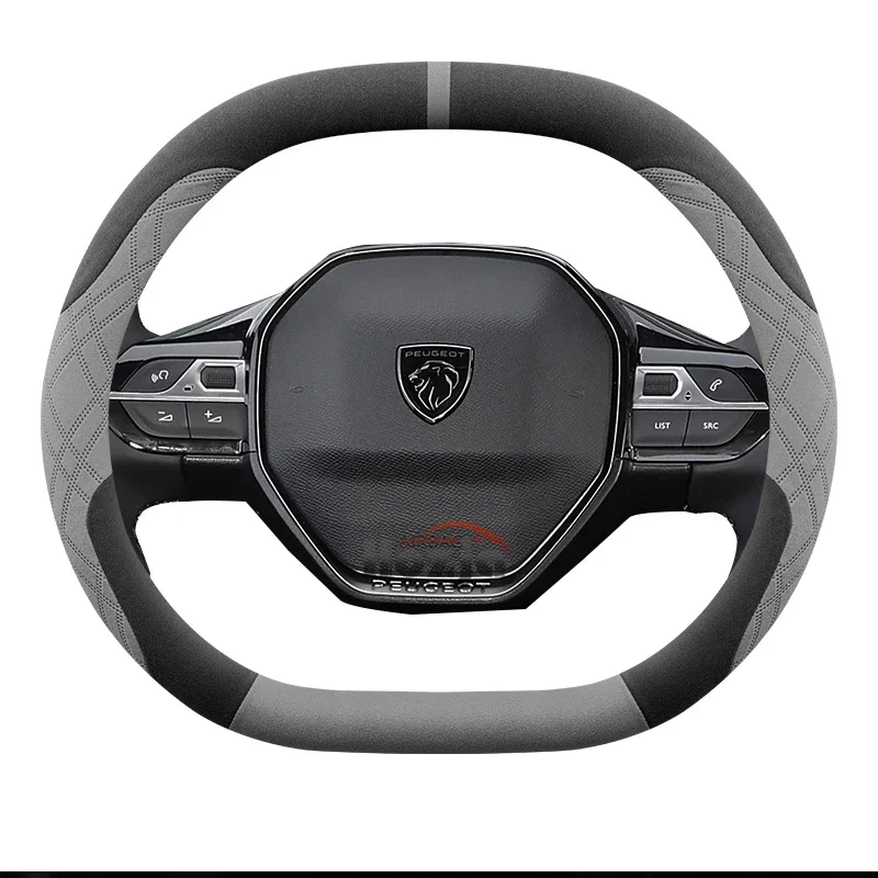 Suede Leather Car Steering Wheel Cover for Peugeot 408 508 SW E-5008 5008 Rifter GT 2021 2022 2023 2024 2025 Auto Accessories