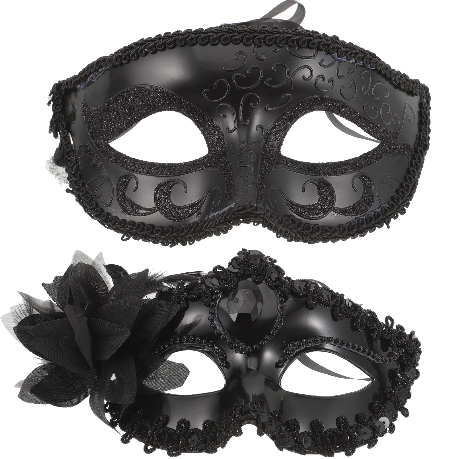 

2 Pcs Venetian Mask Comfortable Masks Masquerade Costume Supplies Blindfold Cloth Cosplay Party Plastic