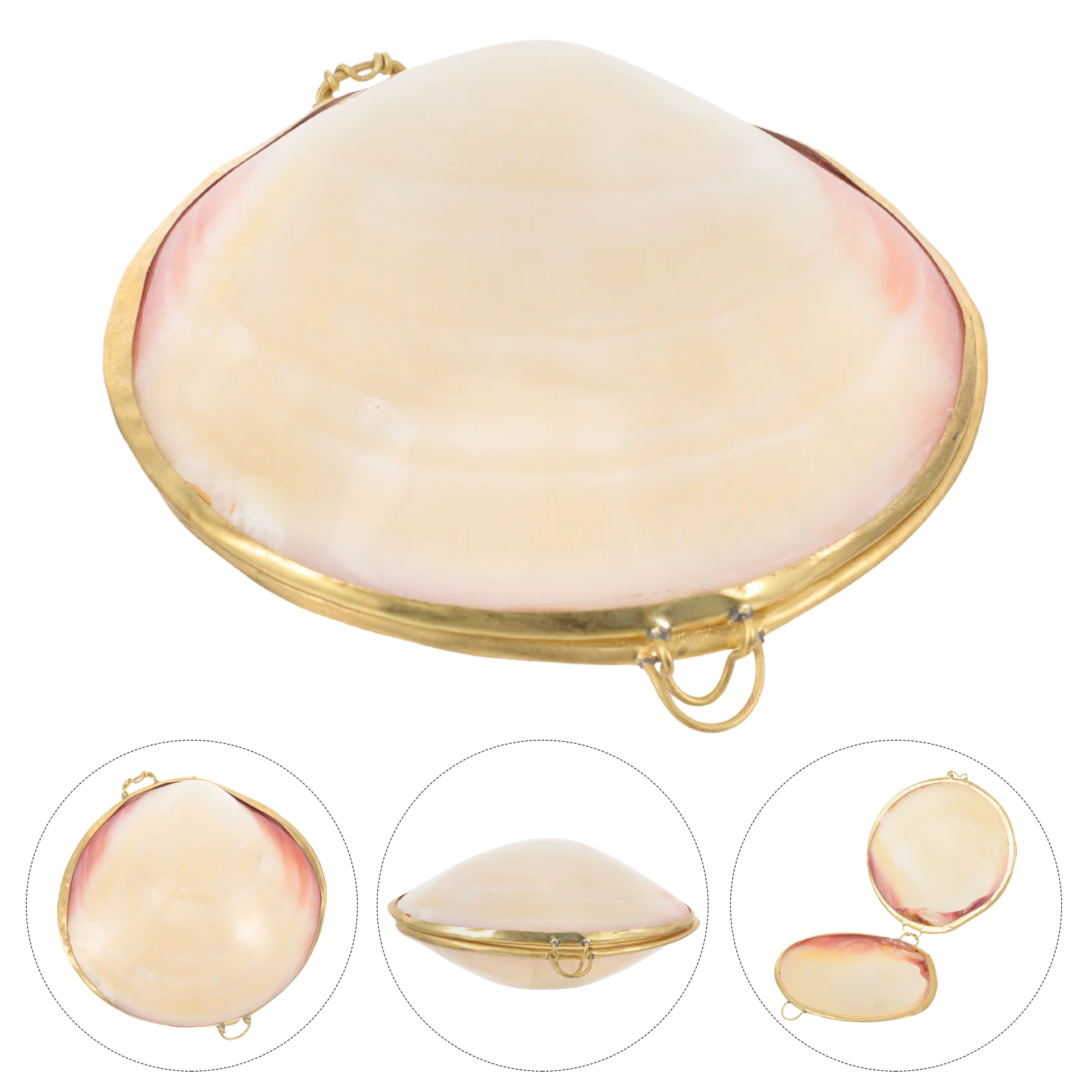 Seashell Trinket Box Hinged Jewelry Boxes Seashell Ring Holder Natural Sea Shells Candy Boxes Clam Treat Containers