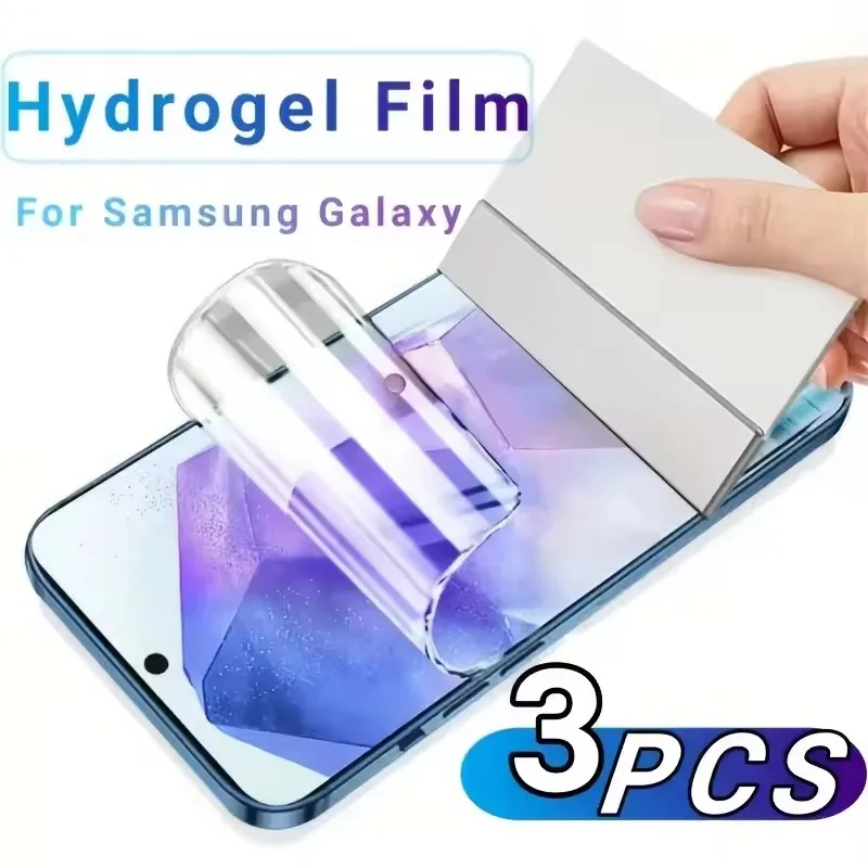 3Pcs 풀 커버 하이드로 겔 필름 삼성 S25 S24 S23 울트라 플러스 FE 갤럭시 A56 A55 A35 A36 A16 A15 화면 보호기