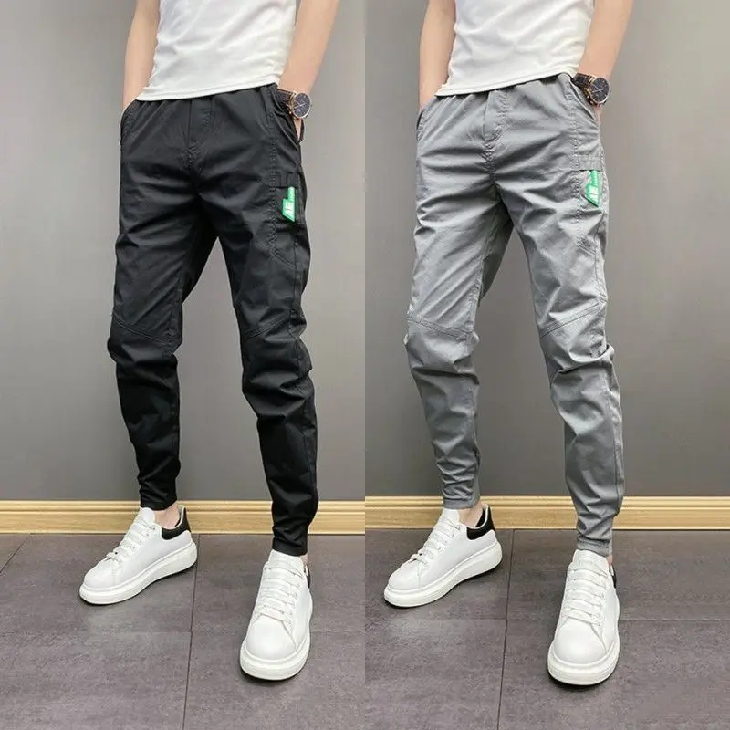 Korean Reviews Many Pants Men's Summer Trend Slim-fit Leggings Teen Spirit Guy Small Feet Casual Pants Men Brand Clothing