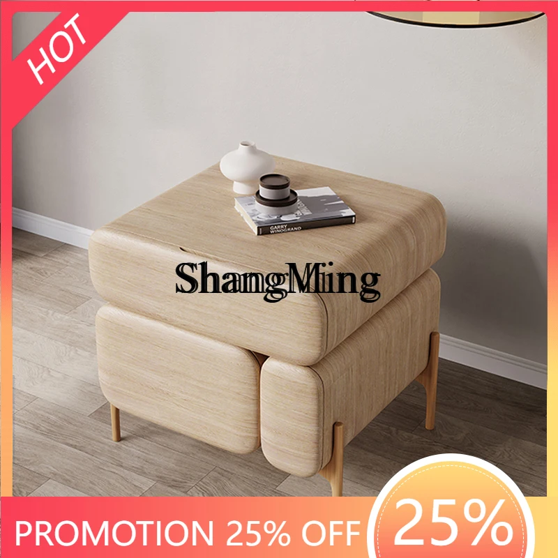 

SM New Solid Wood Simple Modern Creative Cream Wind Leather Mini Bedroom Premium Locker