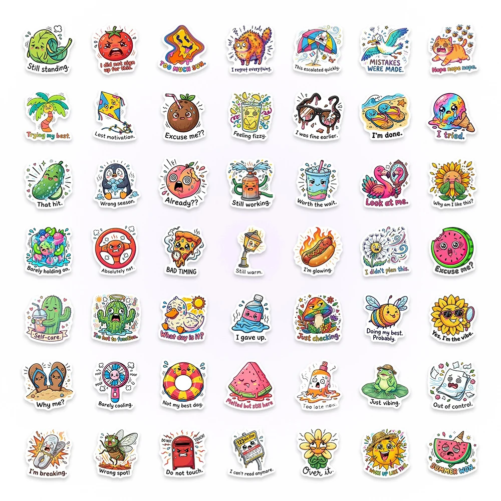 

10/30/50pcs Funny Summer Style Animal Plant Phrase Stickers Cute Cartoon Decals DIY Suitcase Guitar Phone Case Sticker Wholesale