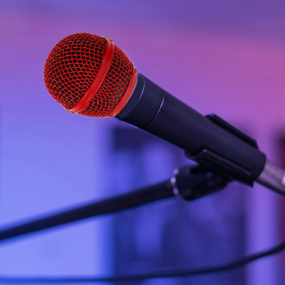 

2Pcs Microphone Ball Head Mesh Grill Metal Replacement Black Red Mic Grille Head Covers for Noise Filtering Mic Accessories