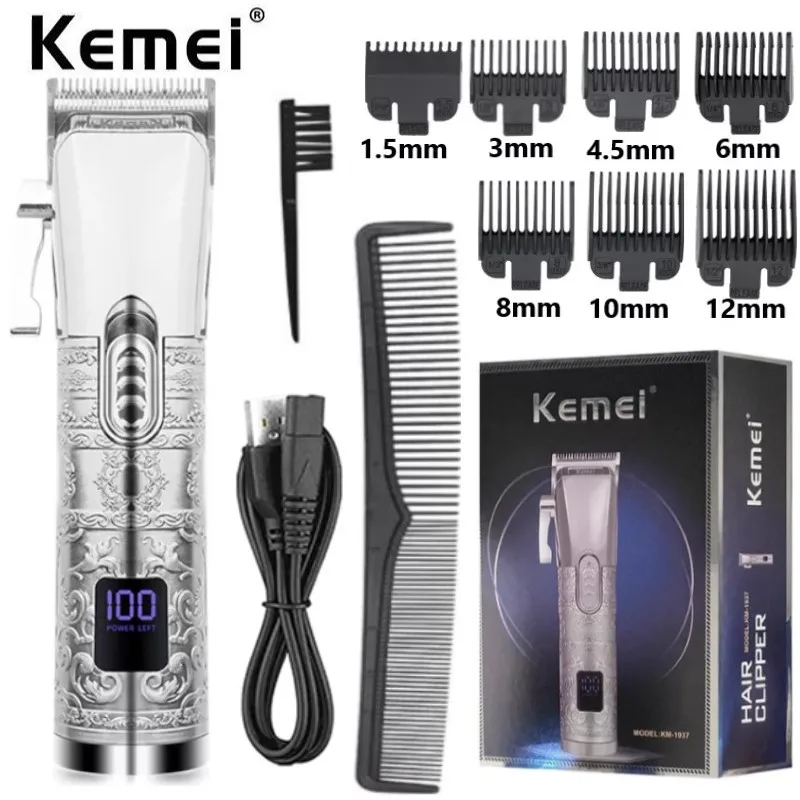 

Original metal handle hair trimmer professional beard hair clipper for men rechargeable electric hair cut two speed adjustable