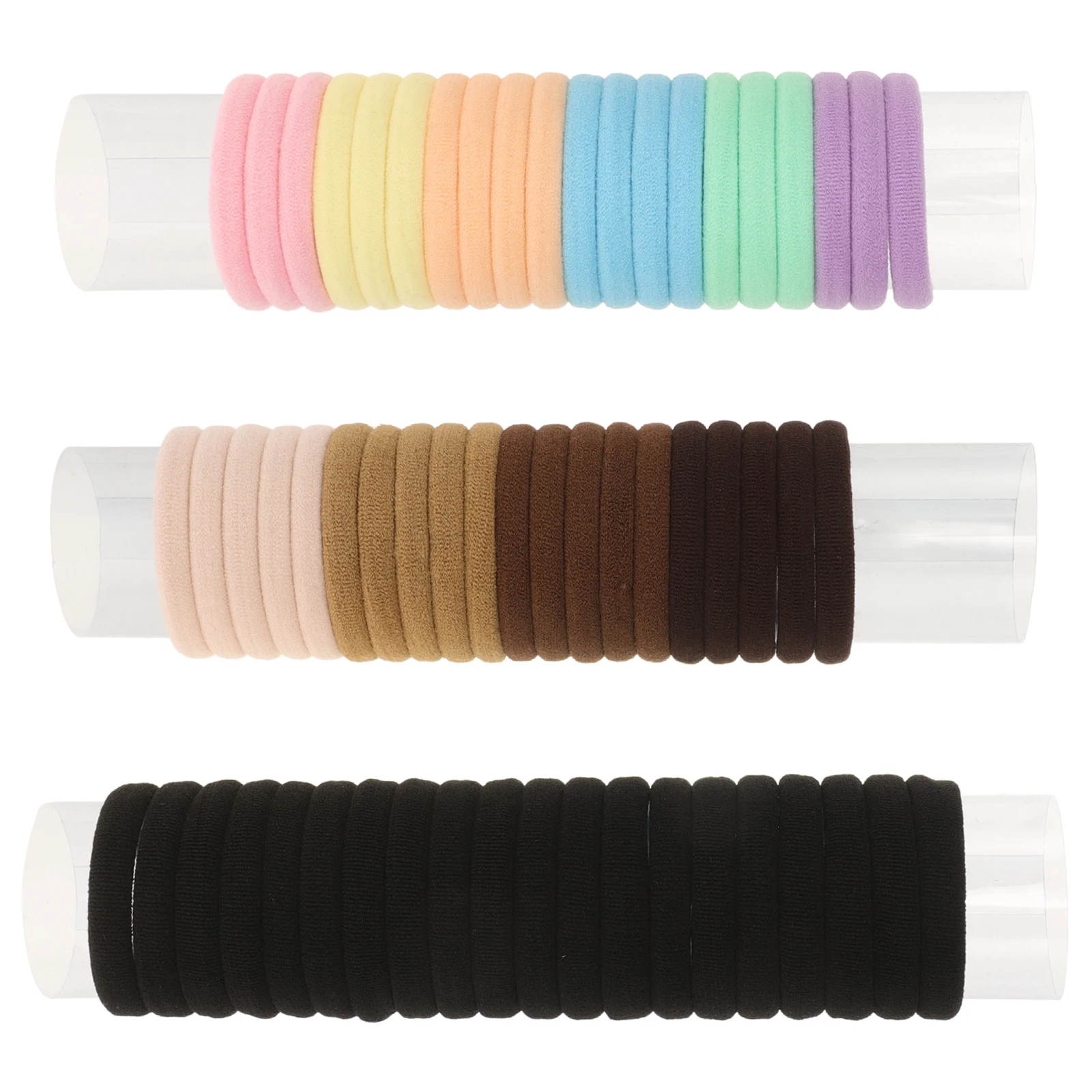 

60pcs Thick Hair Ties Rope Mixed Colors Soft Cotton Thick Ties Seamless Kids Ponytail Holders Travel