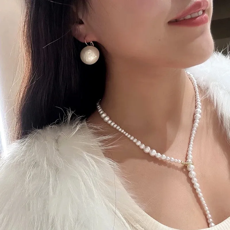 New Fashion Korean Big Imitation Pearl Dangle Earrings for Women Temperament Simple Oversize Ball Drop Earrings Wedding Jewelry