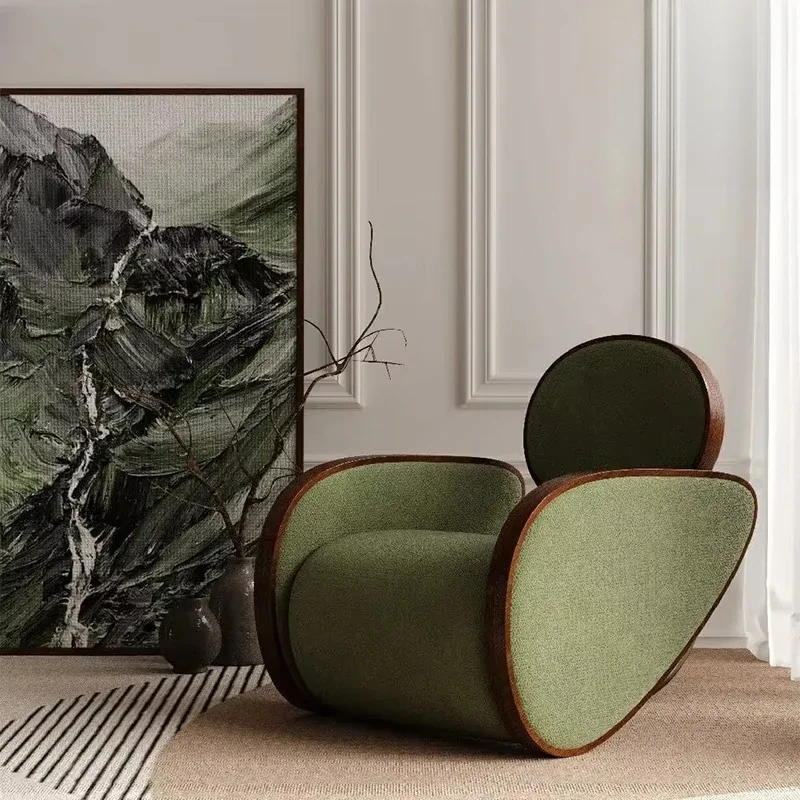 

For New Modern Vintage Furniture Household Comfortable Boucle Fabric Wood Armrest Accent Chair Living Room