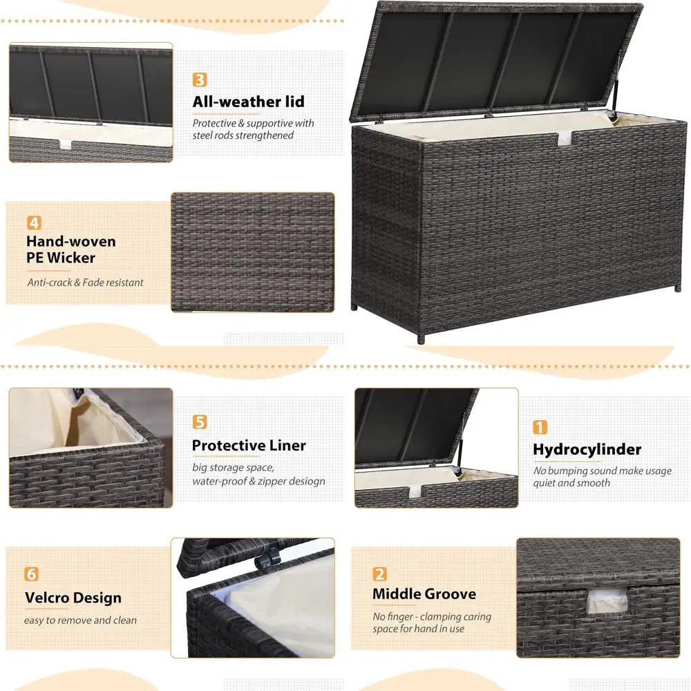 

Большой уличный ящик для хранения на 120 галлонов, всепогодный контейнер для подушек и садового инвентаря, серый