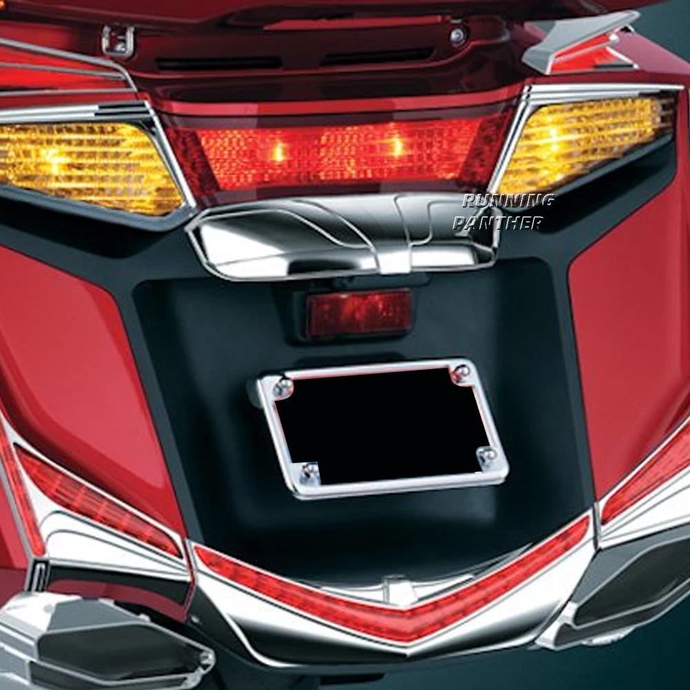 لهوندا جولدوينج Goldwing GL1800 GL 1800 F6B 2012 - 2017 دراجة نارية الخلفية لوحة ترخيص هود تقليم كروم اكسسوارات جديد #5