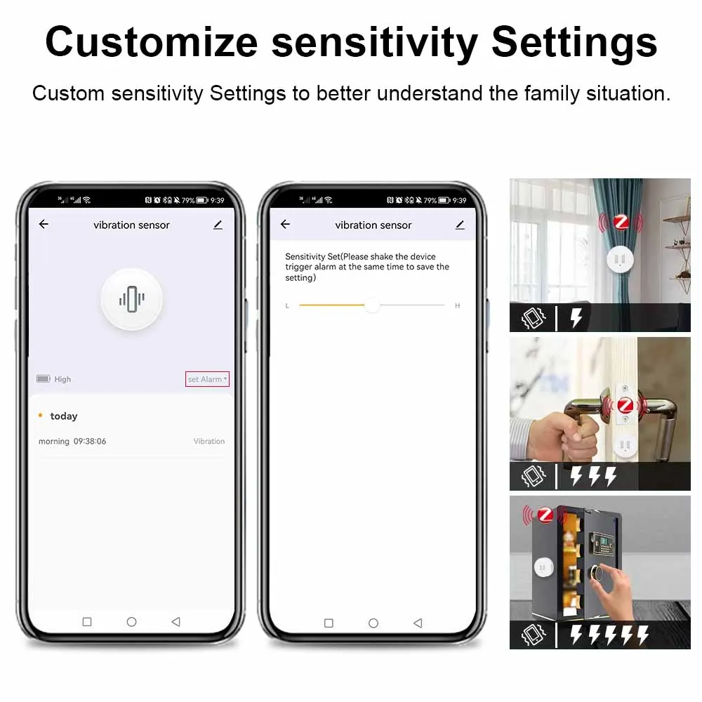 Tuya Zigbee مستشعر الاهتزاز مع بطارية أمن الوطن الذكي نظام الكشف عن بعد في الوقت الحقيقي Smartlife APP إشعار إنذار