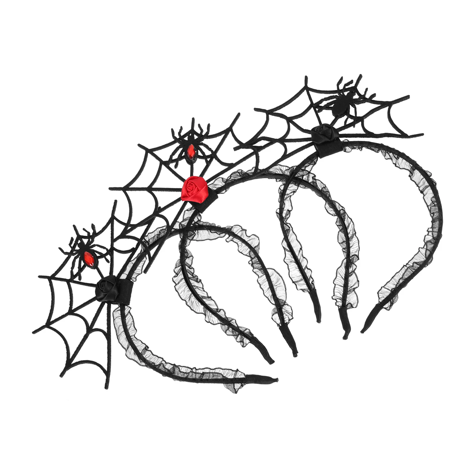 

3 шт., кружевные повязки на голову с паутиной на Хэллоуин, обручи для волос для косплея, костюм на Хэллоуин, вечерние аксессуары для волос, головной убор с паутиной для косплея