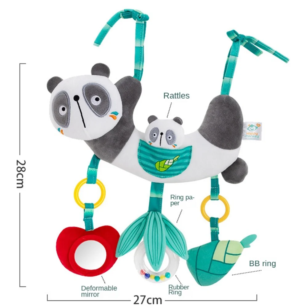 Tierförmige Kinderwagen-Hängeanhänger mit Riemen, verzerrender Spiegel, Baby-Windspiel, Spielzeug, angenehm zu berühren