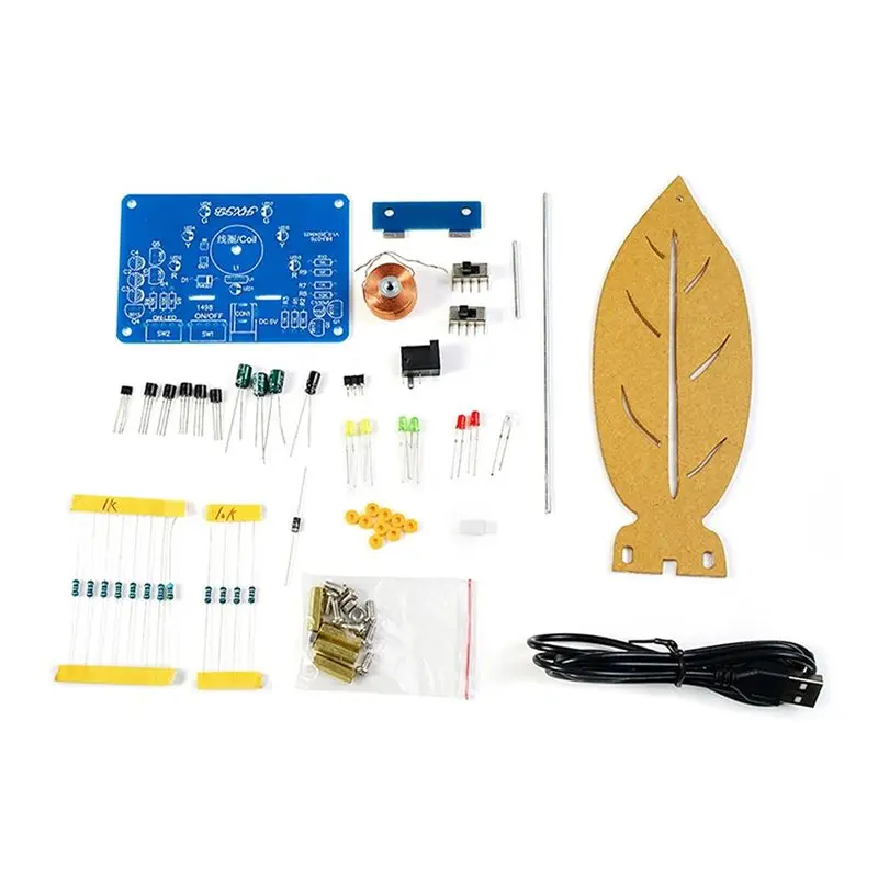 ABJN-Welding Practice Kit, Electromagnetic Swing Welding Kit Leaf Shape Pendulum Needle With LED Light Kit,For Decoration