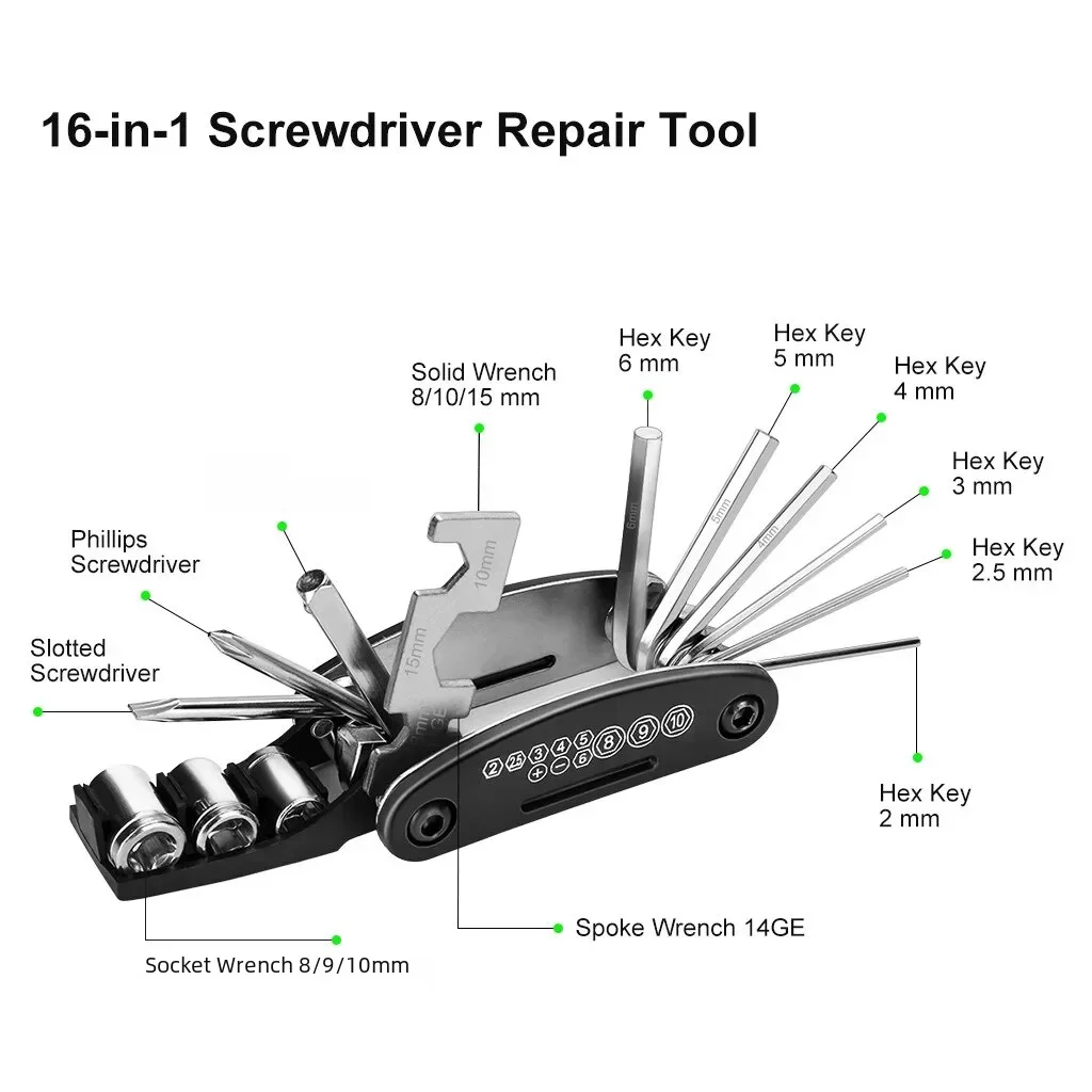 Bicicleta Repair Tools Kit, Acessórios de bicicleta, Multi Tool Set com Pump Tire Patch, bicicleta portátil de montanha, Auto