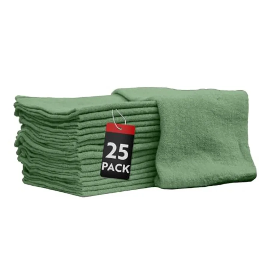 

Auto Mechanic Shop Towels 25 Pack Bulk Shop Rags 100% Cotton Size 14"x14" Commercial Grade 25 Pack