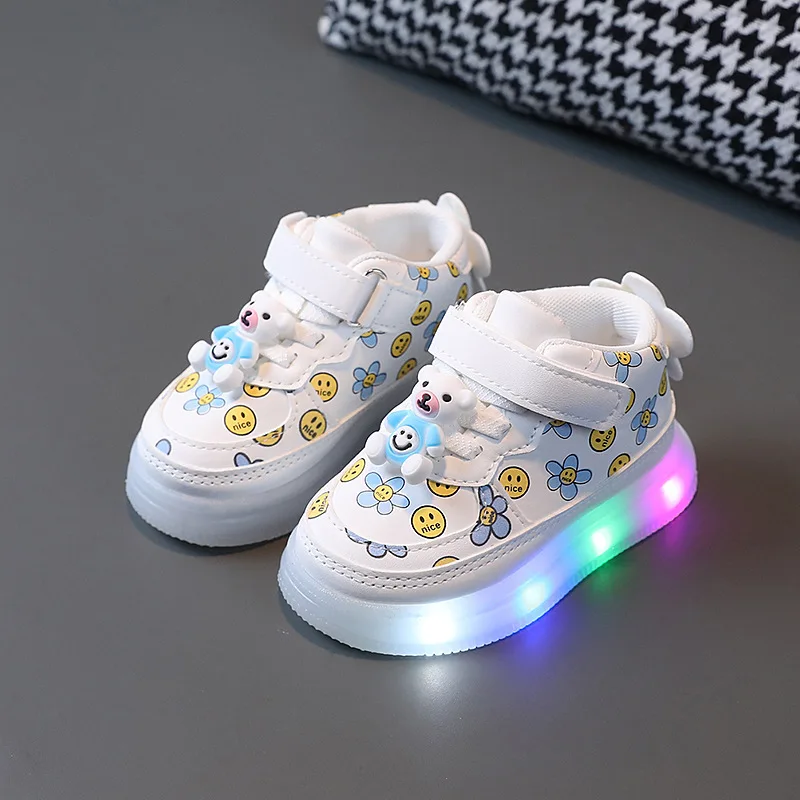 LED Children Luminous Sneakers Spring Autumn Fashion Baby Lights Shoes Kids Cartoon Cute Glowing Sneakers Toddler LED Shoes