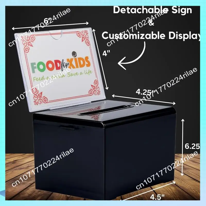 A17Z Donation Box With Lock - Acrylic Suggestion Box With Slot, Ballot Lock Box With Sign Holder For Raffle, Voting