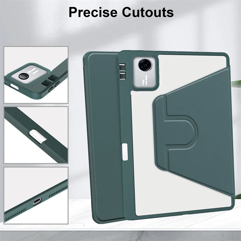 حافظة لهاتف آيديا تاب 11 مع حامل قلم رصاص 360 درجة حامل أكريليك دوار غطاء لوحي لهاتف لينوفو ايديا تاب 11 tb336fu tb336zu