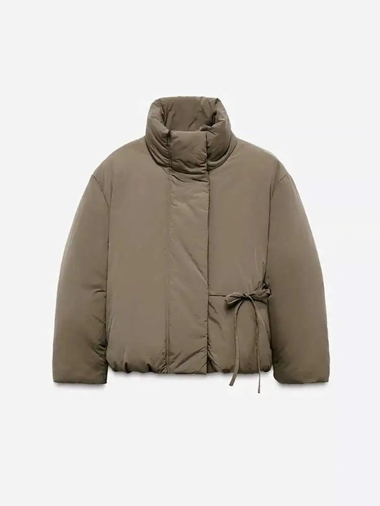 

Зимняя хлопковая куртка Thiened, женская длинная куртка с высоким воротником и поясом, модный теплый коврик для поездок на работу, корейская версия