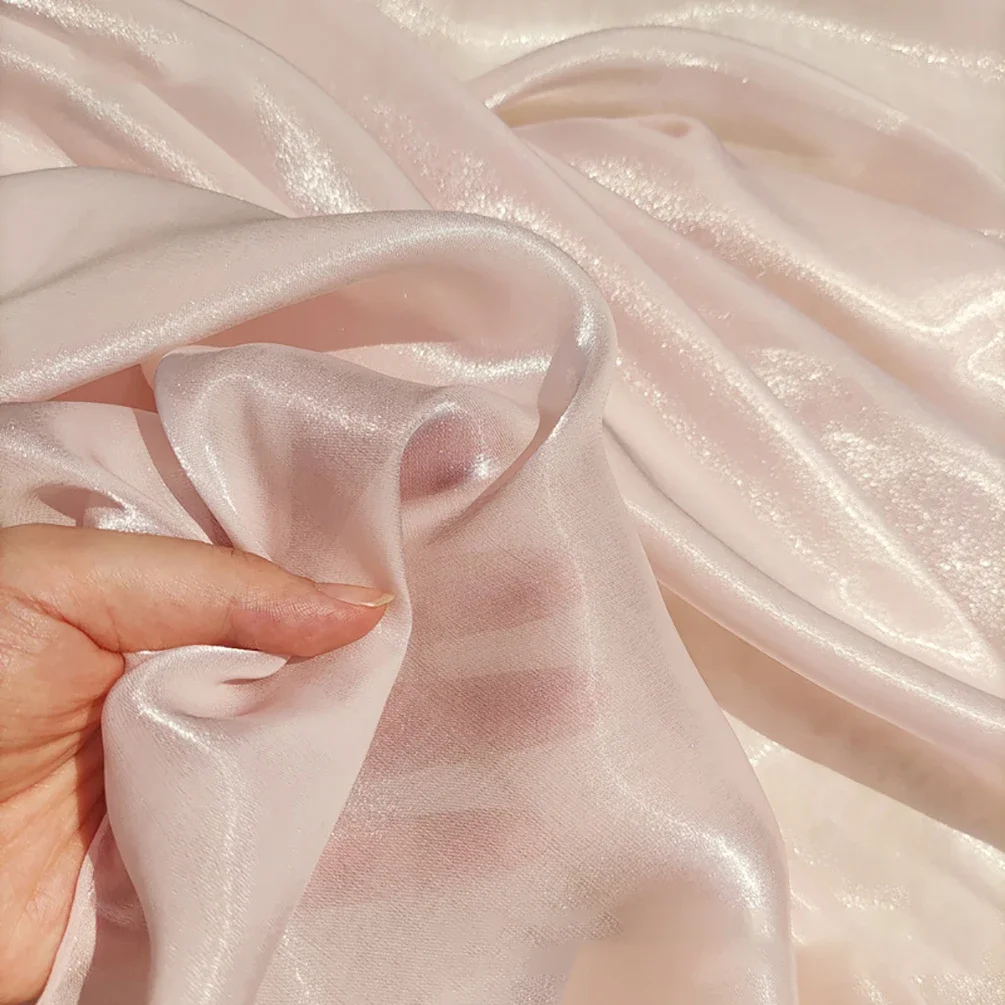 Satynowa błyszcząca tkanina organza półprzezroczysta do tiulowej sukni ślubnej Diy Sewing